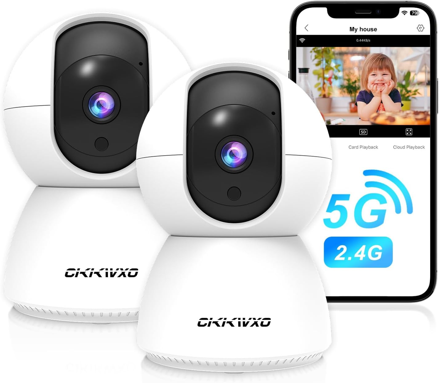 Kit 2 Videocamere Sorveglianza Interno 2K: Monitora Bimbi e Animali 360°