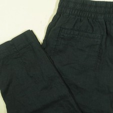 Athleta Retreat High Rise Linen Ankle Pants Womens S Black Stretch Waist