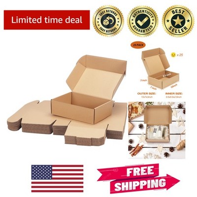 Bulk 25 Pack of 10x7x3 Inch Kraft Shipping Boxes for Secure Packaging Solutions