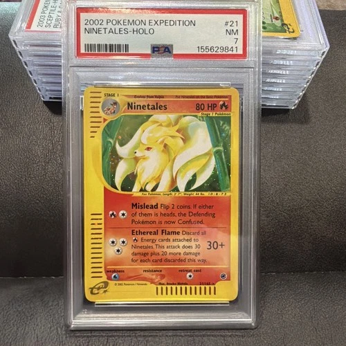 2002 POKEMON EXPEDITION #21 NINETALES-HOLO PSA 7 NM