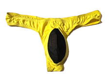 New BANG! Mens Yellow w Blk Mesh Pouch Thong ...