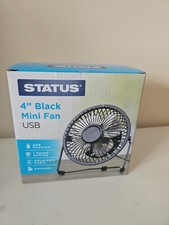 Status 4 Inch USB Desk Fan, Mini Portable, Single Speed, Black, Compact Personal