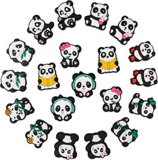 , 20 Pack Panda Silicone Focal Beads Cute Animal Rubber Loose Bead Bulk for Pens