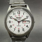Seiko Rail Road Approved Watch Men 35mm White Dial Silver Tone Daydate New Batt