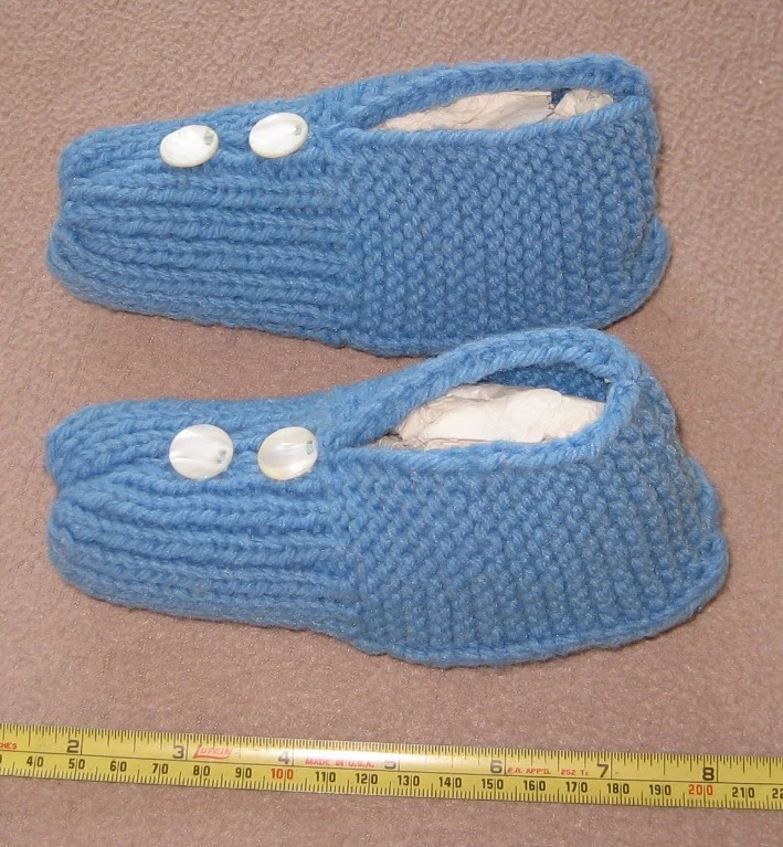Handmade Crochet Baby Booties Blue Boy Pearl Color Button Decor - Image 3 of 3