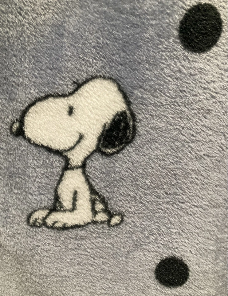 Peanuts Snoopy 75th Anniversary Velvet Throw Blanket 60x70 Polka Dots Blue - Image 4 of 4