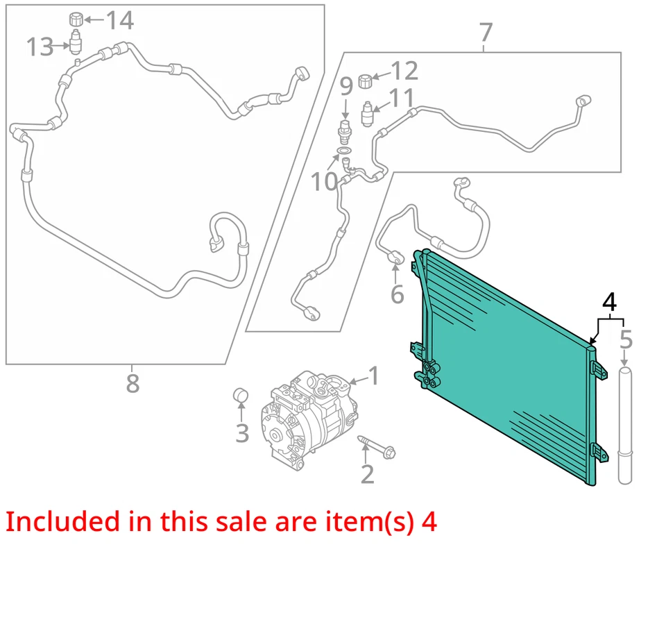 Volkswagen Passat 2012 2013 2014 2015 condensador de aire acondicionado 70 k OEM Foto 4 de 4