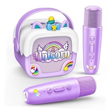 Mini Karaoke Machine for Kids Girls: Unicorn Portable Bluetooth Speakers Purple