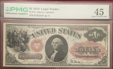 1874 $1 Large Note FR.19 PMG 45