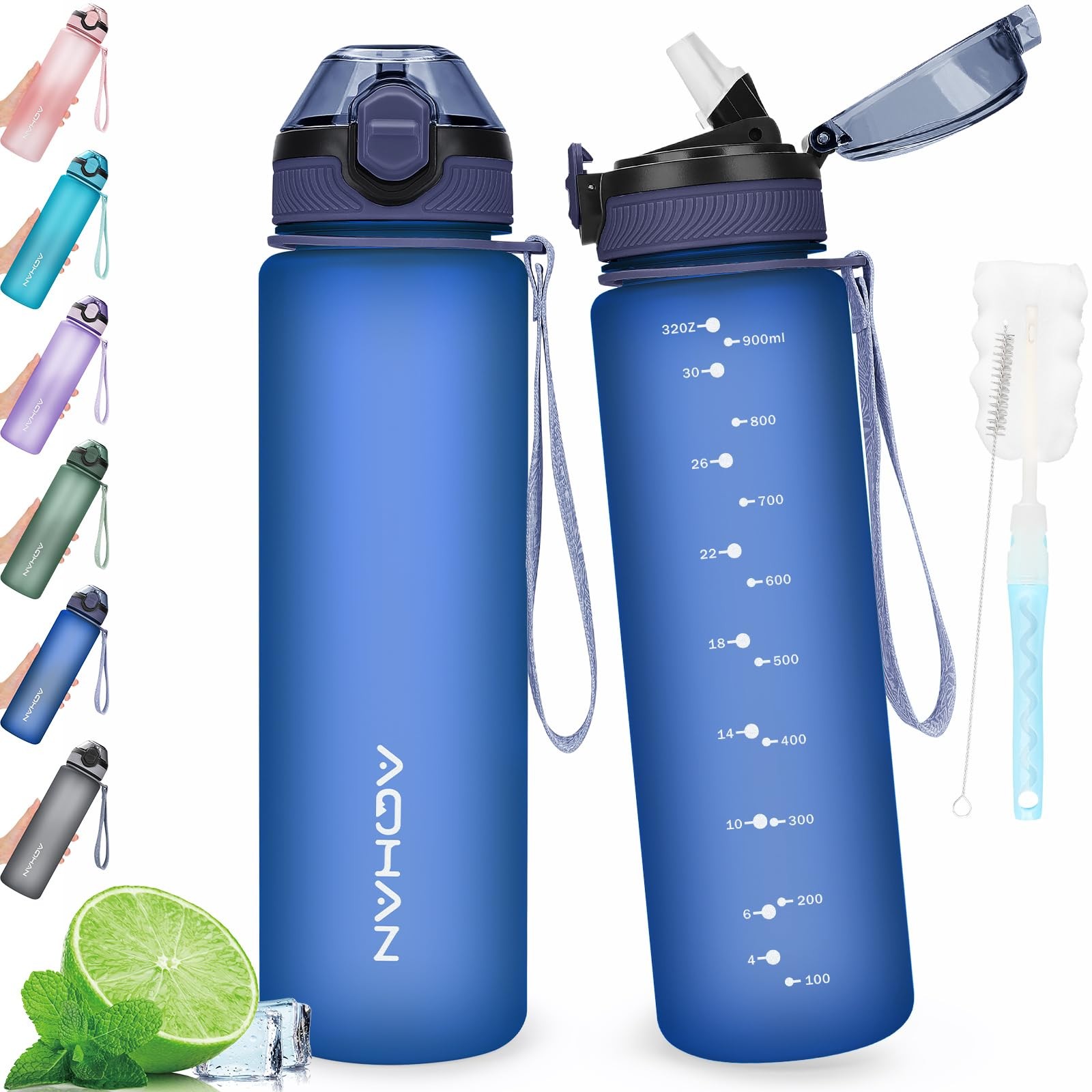 AOHAN Water Bottle 1L with Leak Proof Flip Top Lid, BPA Free Sport Drinking B... - Image 2