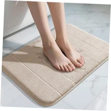  Memory Foam Bath Mat, Super Soft Absorbent Bathroom Rug Non 24" x 17" Beige