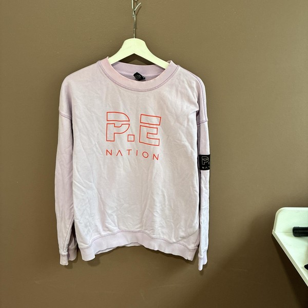 P.E Nation Sweatshirt Womens Small Purple Crewneck Fleece Logo Pullover Top