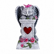 Solar-Powered Angel Cat Garden Statue Illuminated for Courtyard, Entryways