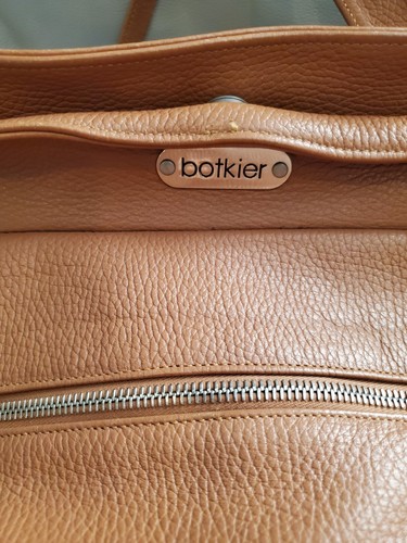 Botkier Trigger Satchel Shoulder Hand Bag Brown Leather Nickel Studs - Picture 11 of 15