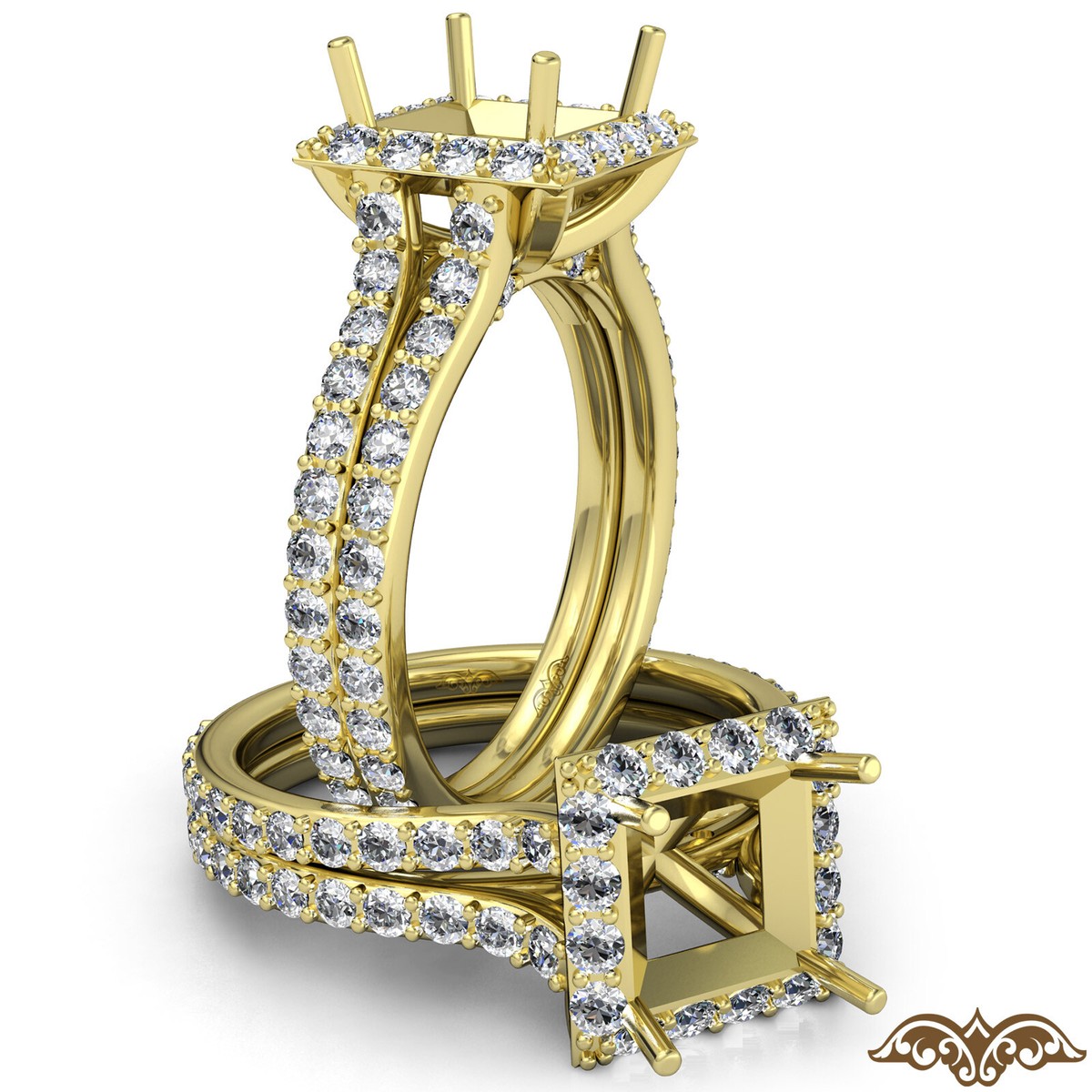 Diamond Engagement Princess Semi Mount Ring VS1-VS2 Quality