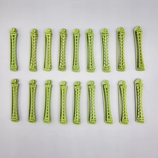 Vtg Set of 18 Green Plastic Hair Rollers Curling Perm Rods Groovy Movie Prop