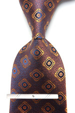 New Classic Polka Dot Brown Orange JACQUARD WOVEN 100 Silk Men's Necktie Tie