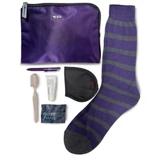 TUMI Amenity Travel Toiletry Bag Case Kit Delta First Class Purple NEW