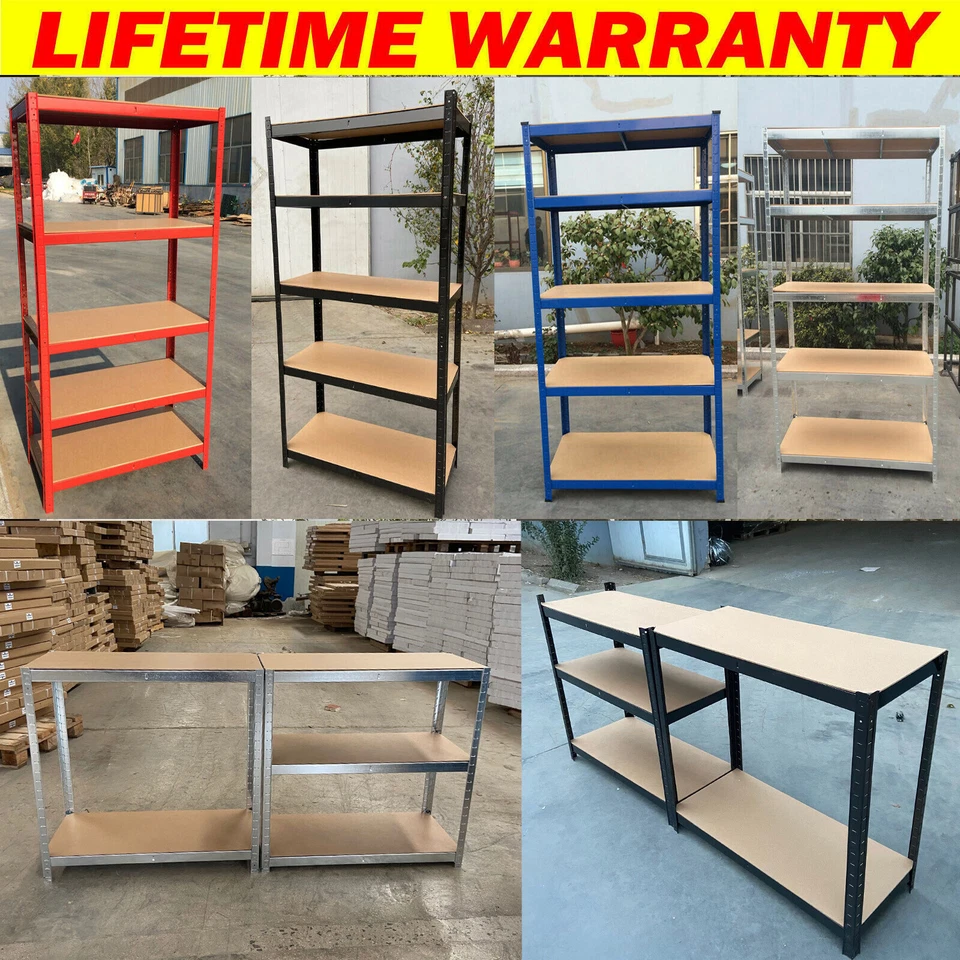 Extra Large 5 Tier Garage Racking Unit Storage Shelf Metal MDF Boltless Shelving