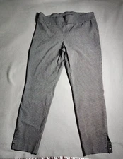 Counterparts Pants Womens Medium Black White Check Standard Fit Chino Slit Hem