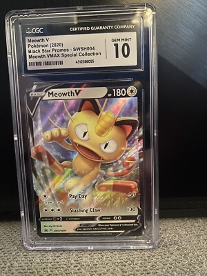 POKEMON BLACK STAR PROMO MEOWTH V #SWSH004 HOLO FOIL CARD CGC GEM
