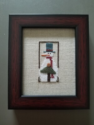 Framed Needlework - Snowman with wool tree