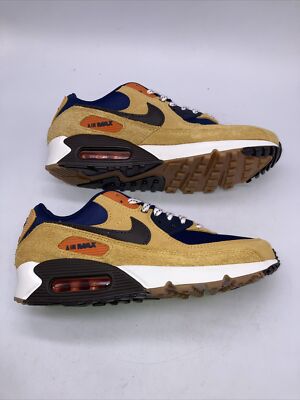 Nike Air Max 90 Bucktan Navy Orange Wheat Suede DZ5175-200 Men's