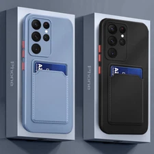 For Samsung S25 S24 S23 S22 A55 A54 Phone Case Silicone Cover Wallet Card Holder