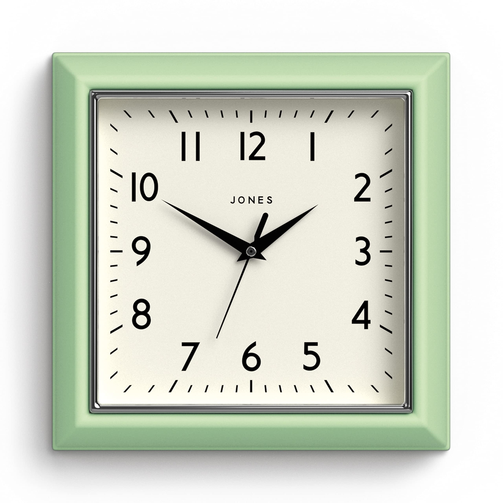 10 inch Neo Mint Square Wall Clock Analog Retro Kitchen Easy to Read Dial image
