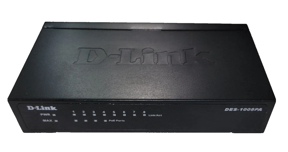 D-Link 8-Port 10/100 Unmanaged Metal Desktop Switch DES-1008PA NO ACAdapter Used - Image 3 of 4