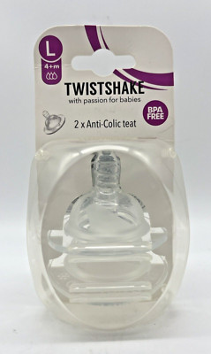 Twistshake 2 X Anti Colic BPA Free Teat 4+ L Nipples New Sealed