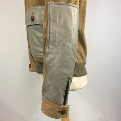 Rare Vintage 70s Two 2 Tone Color Block Corduroy Leather Satin