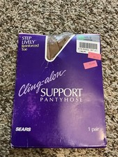 Vintage Sears Cling A-Lon Pantyhose New Open Package Size G Sandstone