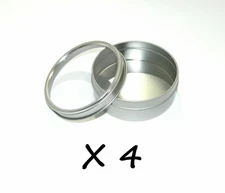 4 oz Round Metal Window See Through Slip-Lid Survival Craft Tin Can Container X4
