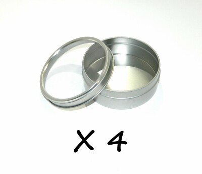 4 oz Round Metal Window See Through Slip-Lid Survival Craft Tin Can Container X4