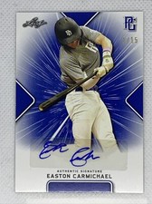 2021 LEAF PERFECT GAME BLUE EASTON CARMICHAEL PAPER RC AUTO # 1/15