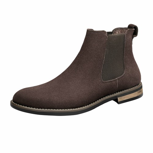 Men's Leather Chelsea Boots Chukka Slip On Dress Casual Desert Shoes - Picture 8 of 15