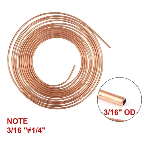 2 x Copper Nickel Brake Line Tubing Kit 3/16 OD 25 FT Coil Roll All Size Fitting - Imagen 2 de 6