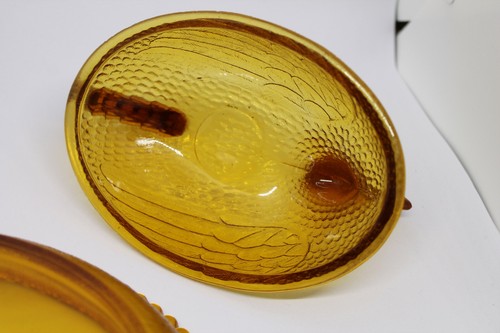 VTG Indiana Glass Nesting Hen on Nest AMBER Candy Dish Trinket Box Farmcore Gift - Picture 8 of 9