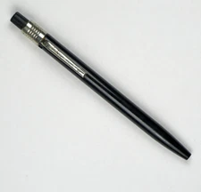 Vintage Mechanical Pencil: SCRIPTO Black Plastic & Chrome, Red 1/8" Lead 