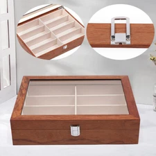 8-Slots Eye Glasses Eyewear Sunglasses Wood Case Display Storage Organizer Box