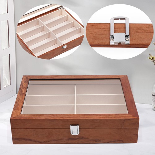 Caja organizadora de almacenamiento de exhibición de 8 ranuras para gafas de sol estuche de madera - Imagen 10 de 12