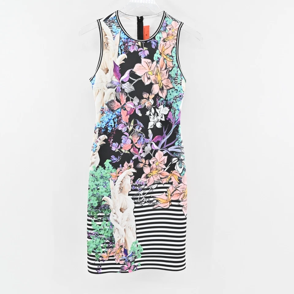 Vestido CLOVER CANYON Jardín Encantado Talla M Funda Negro Floral Rayas Sin Mangas Foto 2 de 4