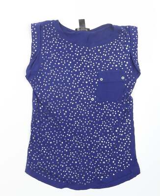 Mango Damen T-Shirt blau Baumwollmischung Größe S