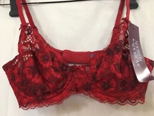 Adored By Adore Me Bra Red Chelsey Floral Lace Unlined Underwire Back Close