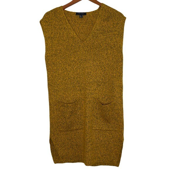 Primark Women's Atmosphere V Neck Marled Knit Sweater Tunic Dress w Pockets  Sz