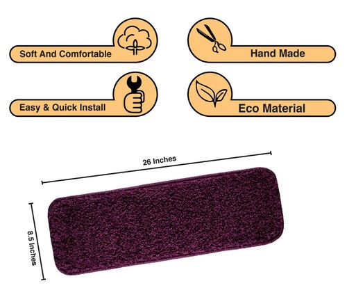 Stair Treads Carpet Mat Non Slip Skid Cleaning Machine Washable, Shaggy 22x67cm - Picture 76 of 88