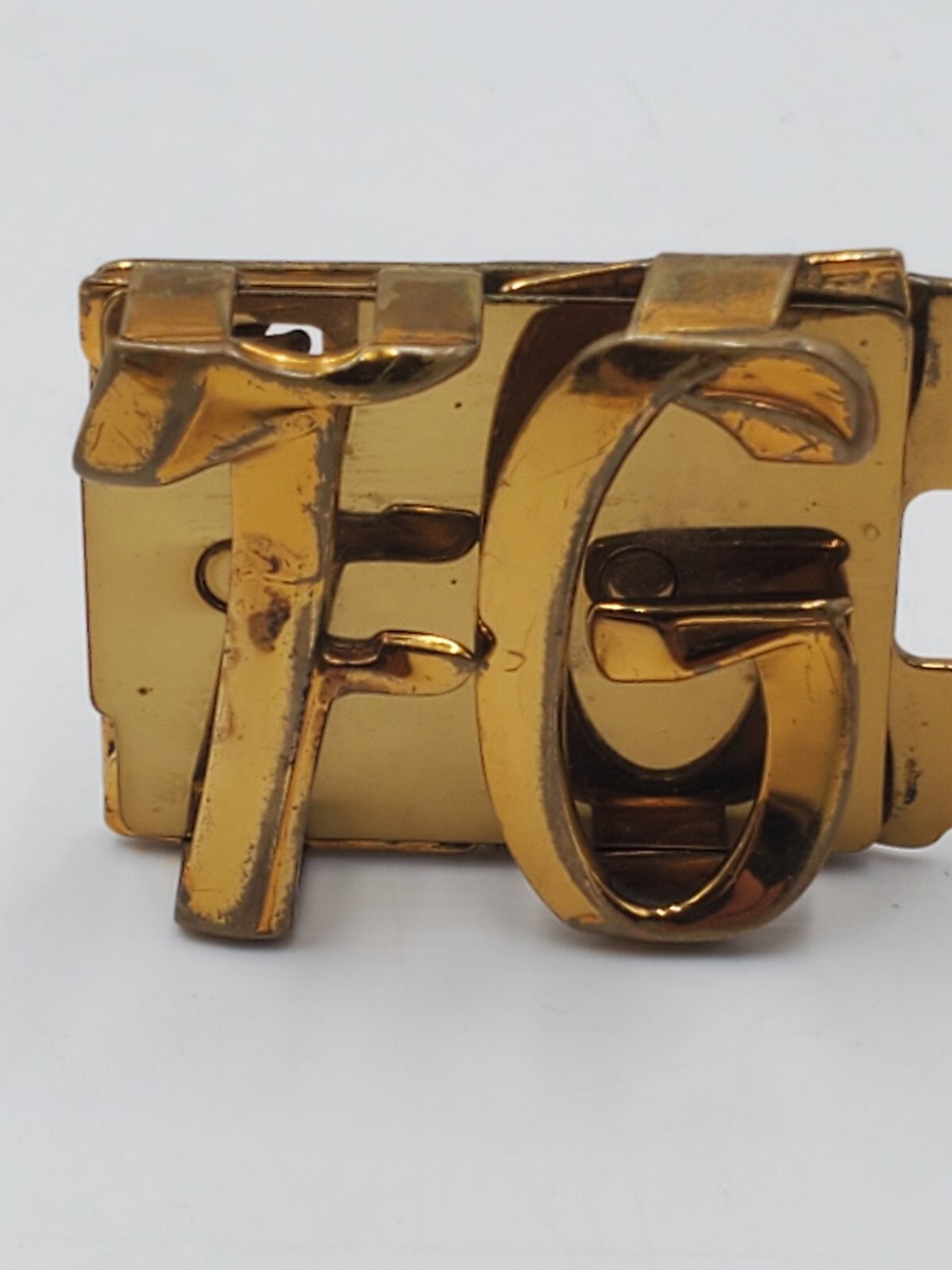 Vintage Letter monogram Initial's FG gold color belt buckle