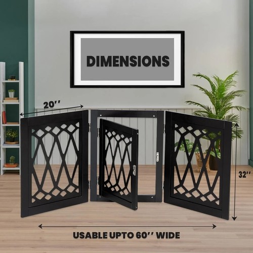 Wooden Pet Gate Freestanding Safety Dog Gate Door Stairs Folding Fence Z Shape - Picture 140 of 185