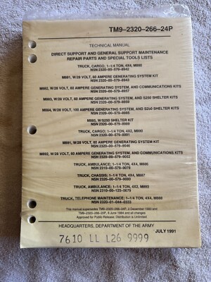 M880  M893  TECHNICAL MANUAL  REPAIR PARTS AND SPECIAL TOOLS   TM9-2320-266-24P